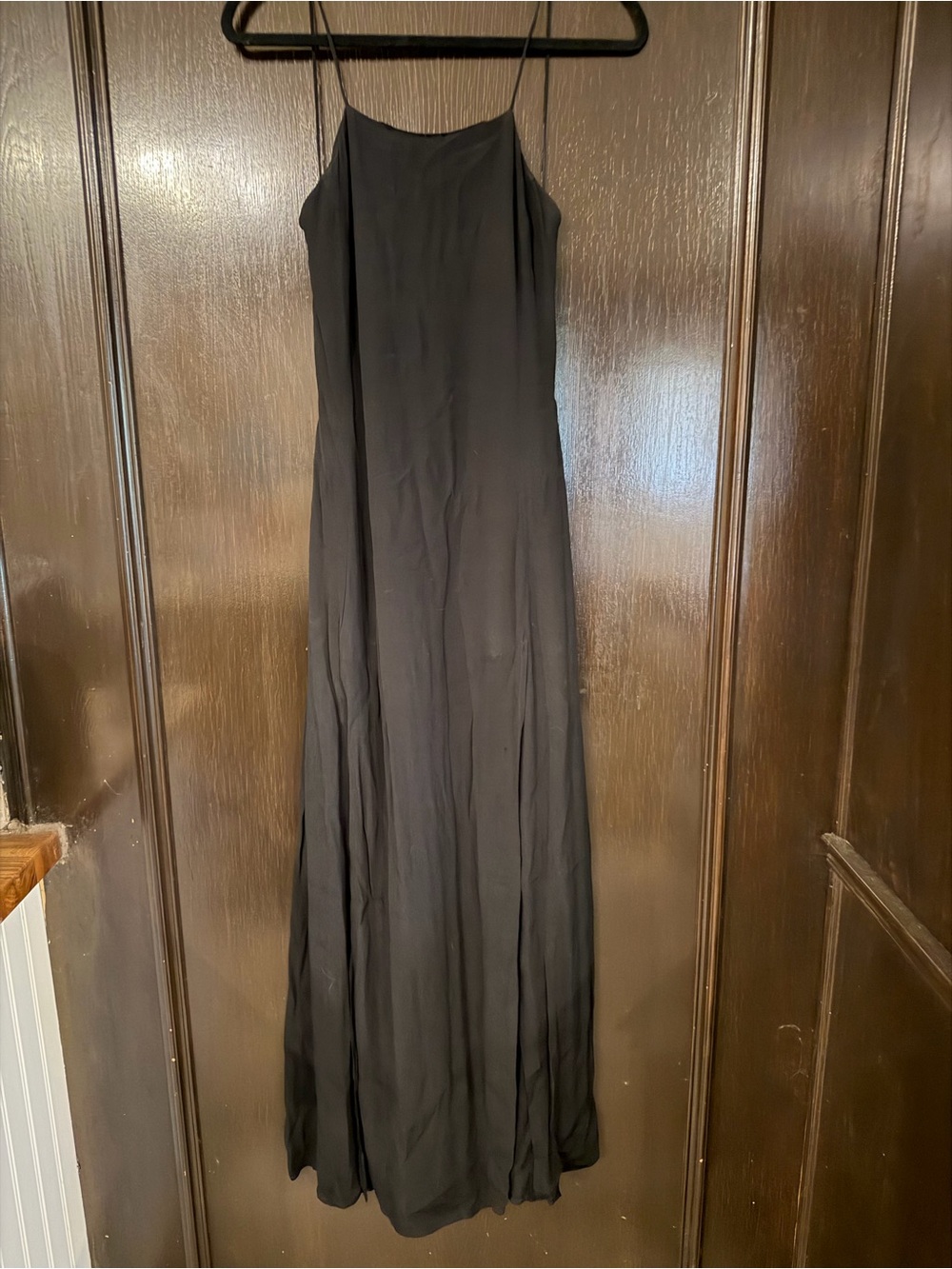 Dance & Marvel Black Maxi Slip Dress with Spaghetti Straps
